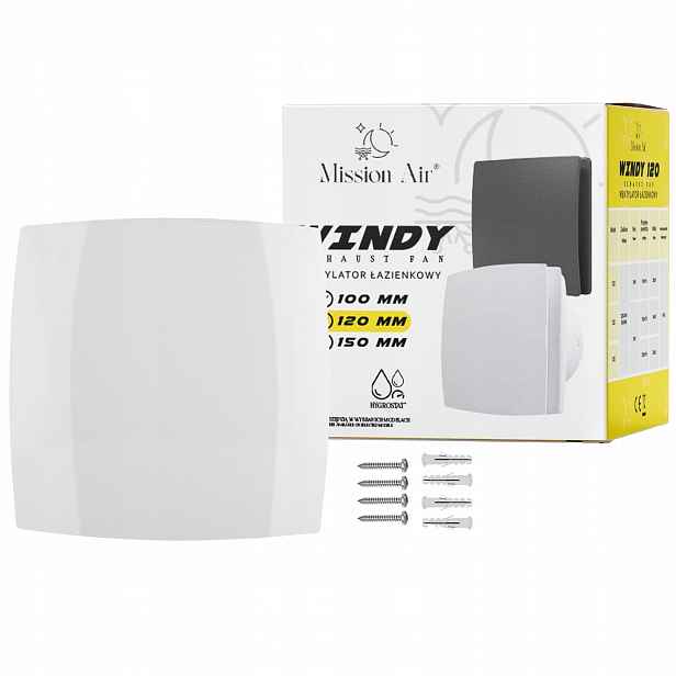 Bílý Ventilátor Výtahu 120 S Koupelnový tichý nástěnný Klapka Zpětný Ventil