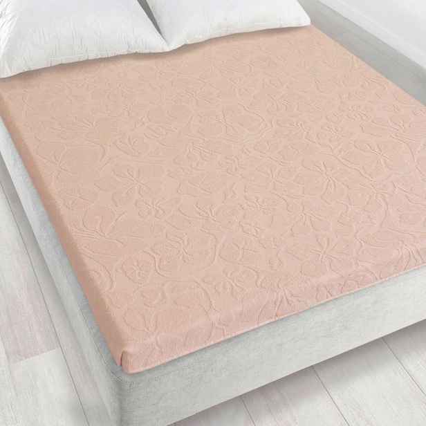 Froté prostěradlo bez gumičky 150x205 Tulipán růžové pudrové žakárové