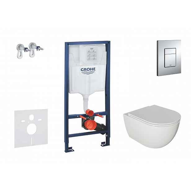 Grohe Rapid SL - Set předstěnové instalace, klozetu Oudee a sedátka softclose, tlačítko Skate Cosmopolitan, chrom SANI11BA1104