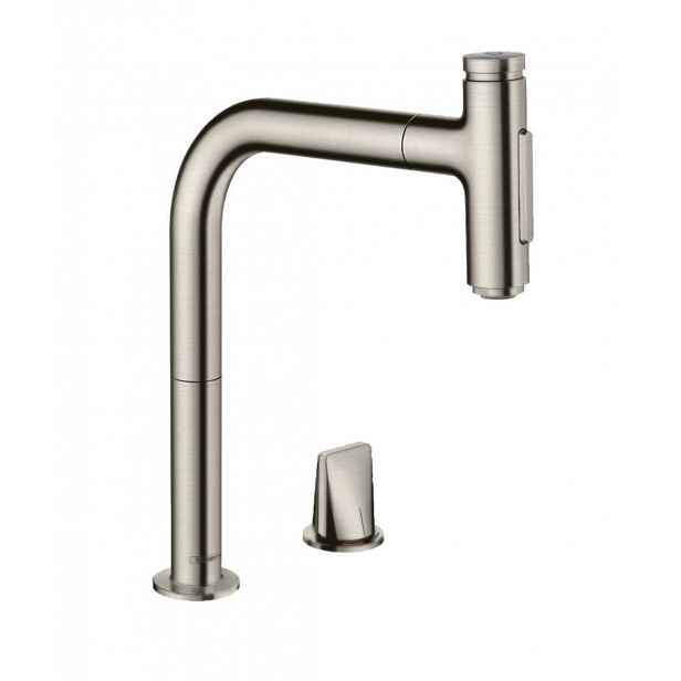 Hansgrohe M71 - Dřezová baterie M7120-H200 s výsuvnou sprškou, 2-otvorová instalace, sBOX, vzhled nerezu 73818800