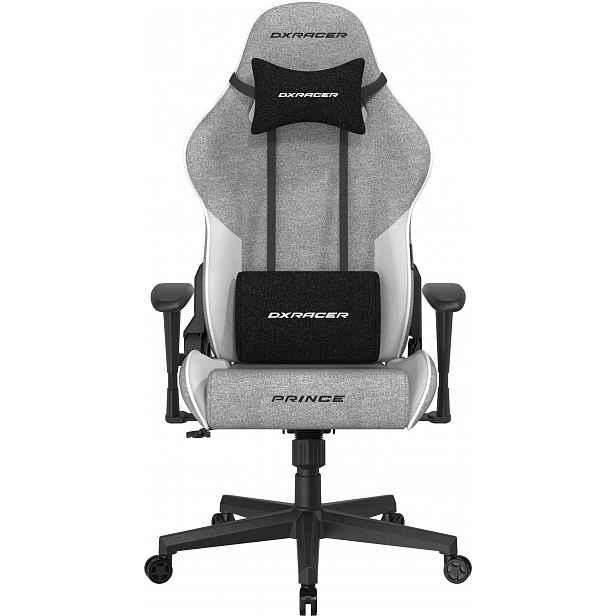 Herní židle DXRacer PRINCE šedo-bílá, látková