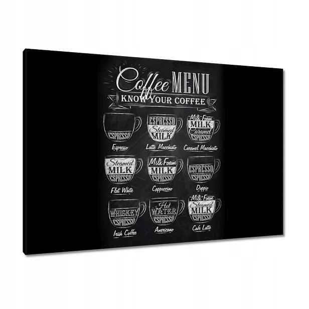 Obrazy 100x70 Cafee menu na černém pozadí