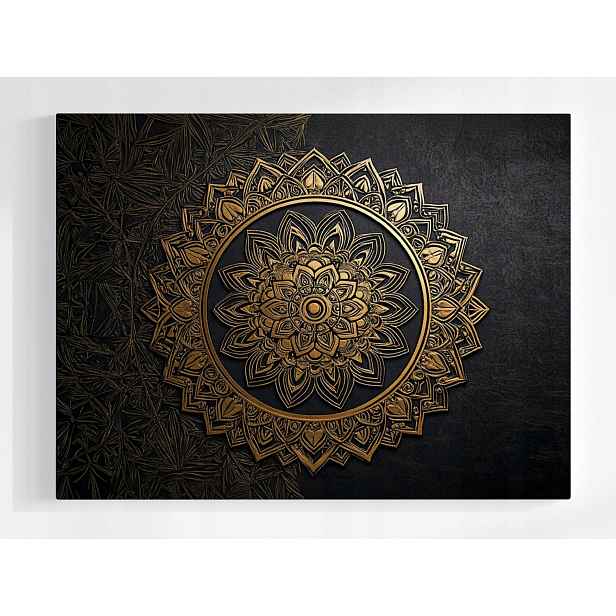 Plakát Mandala Černá Zlato Harmonie Wellbeing Zen 100x75