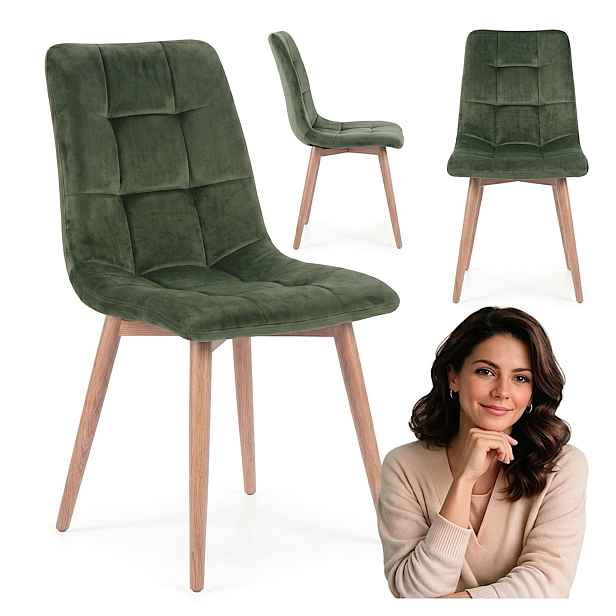 Velurové křeslo čalouněné zelenými hnědými nohami Glamour Loft do obývacího pokoje