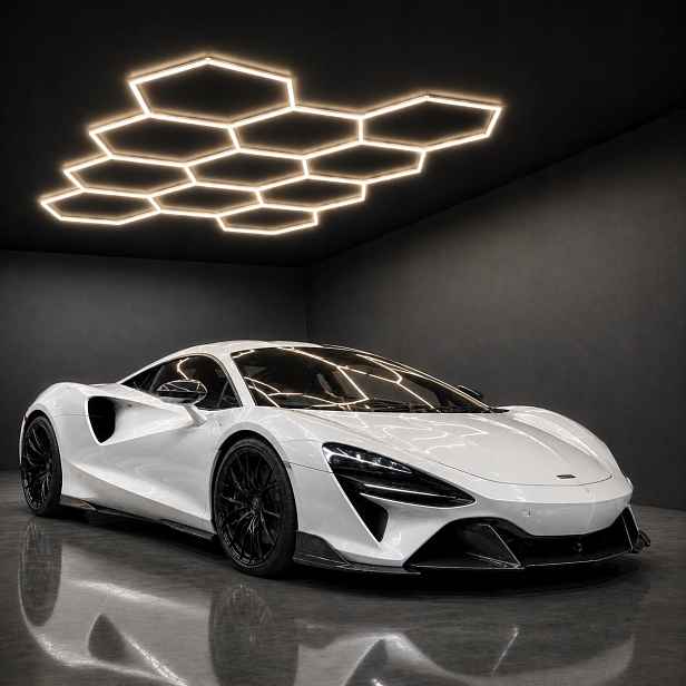 Výkonná Led lampa Hexagon 315x229 Cm 322 W detailingová dílna, jasná, 4000K
