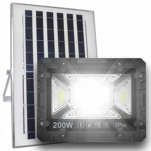 Solární Led halogenový zářič 200W Venkovní zahradní lampa +Dálkový Ovladač
