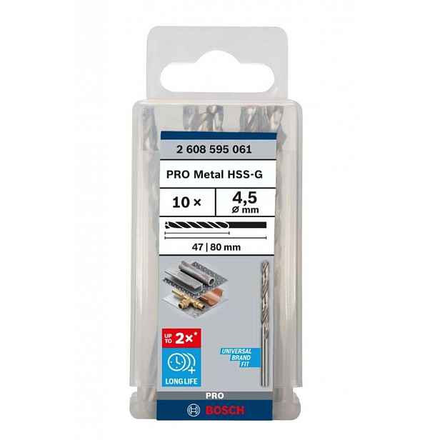 Bosch - Sada vrtáků do kovu, 4,5x80 mm, 10 ks 2608595061