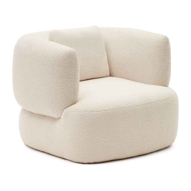 Krémové křeslo z textilie bouclé Martina – Kave Home