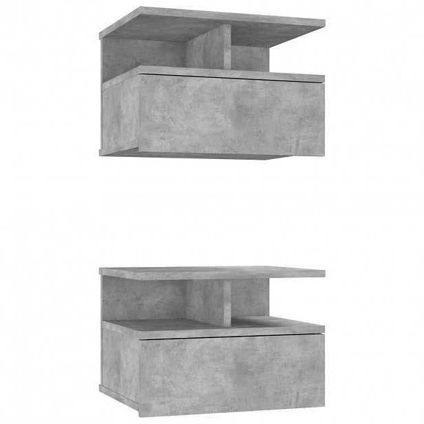 vidaXL Plovoucí noční stolky 2 ks betonově šedé 40x31x27 cm kompozit