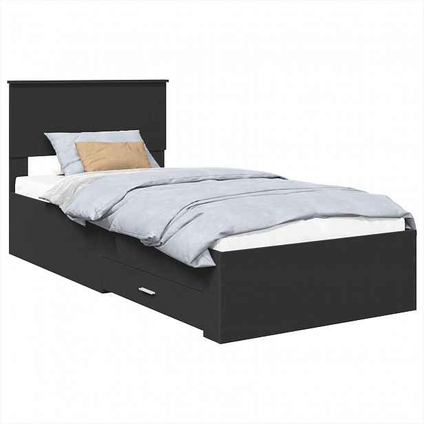 vidaXL Rám postele Černá a stříbrná 75 x 190 cm Kompozitní dřevo