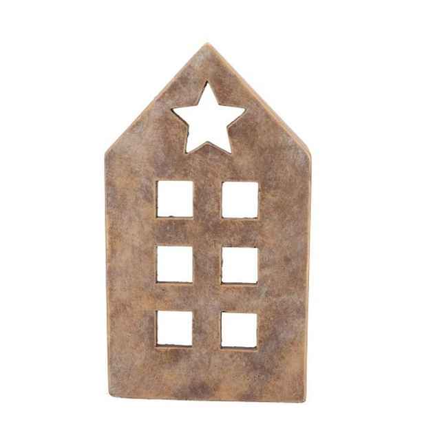 Zlatý antik cementový svícen domek House Gold XL - 19*12*33 cm daan kromhout