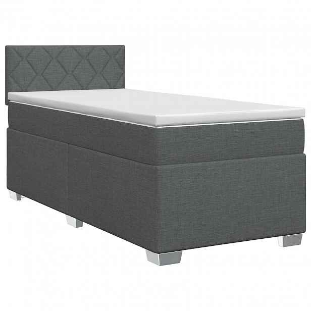 vidaXL Postel boxspring s matrací s čelo Tmavě šedá 90 x 190cm Textil