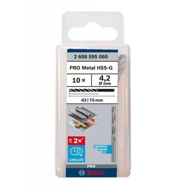 Bosch - Sada vrtáků do kovu, 4,2x75 mm, 10 ks 2608595060