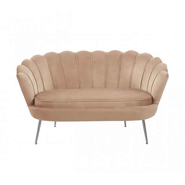 Elegantní dvoumístná pohovka IGLIKA - cappucino / stříbrné nožky