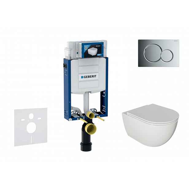 Geberit Kombifix - Set předstěnové instalace, klozetu Oudee a sedátka softclose, tlačítko Sigma01, lesklý chrom SANI15CA1114