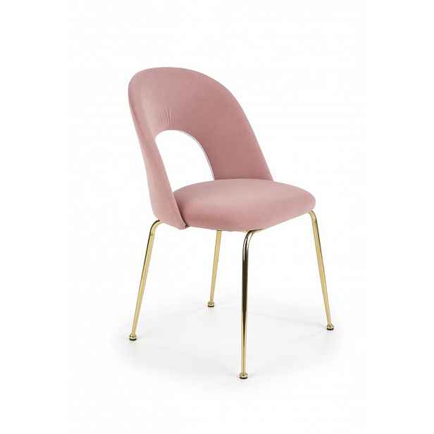 Jídelní židle samet / zlatá Halmar Růžová