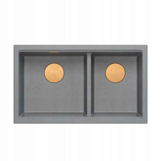Quadron Logan 120 Granitový dřez 2-komorový 76x45x23,5 Stříbrný Sifon