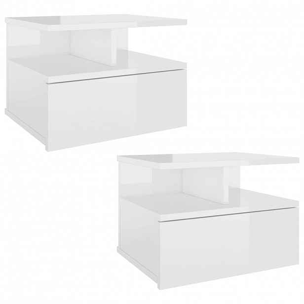 vidaXL Plovoucí noční stolky 2 ks lesklé bílé 40x31x27 cm kompozit