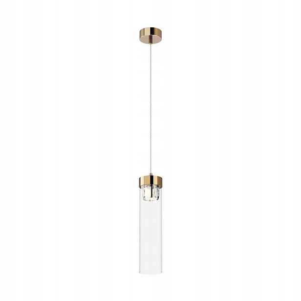 Závěsná bodová lampa zlatá skleněná tuba s krystaly nad stolem Zuma Line
