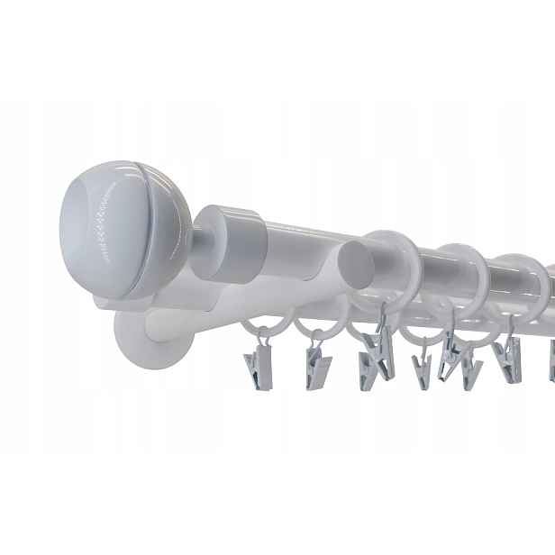Dvojitá Garnýž Kovová bílá barva mix koncovek 19+19 mm 300 cm