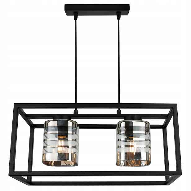 Závěsné Stropní Svítidlo Lustr Klec Černá Skleněná Glamour Loft Stínidlo