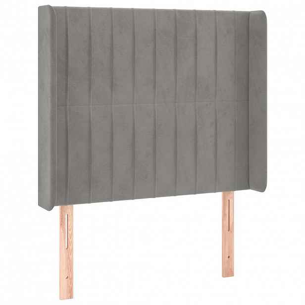 vidaXL Čelo postele typu ušák světle šedé 83x16x118/128 cm samet