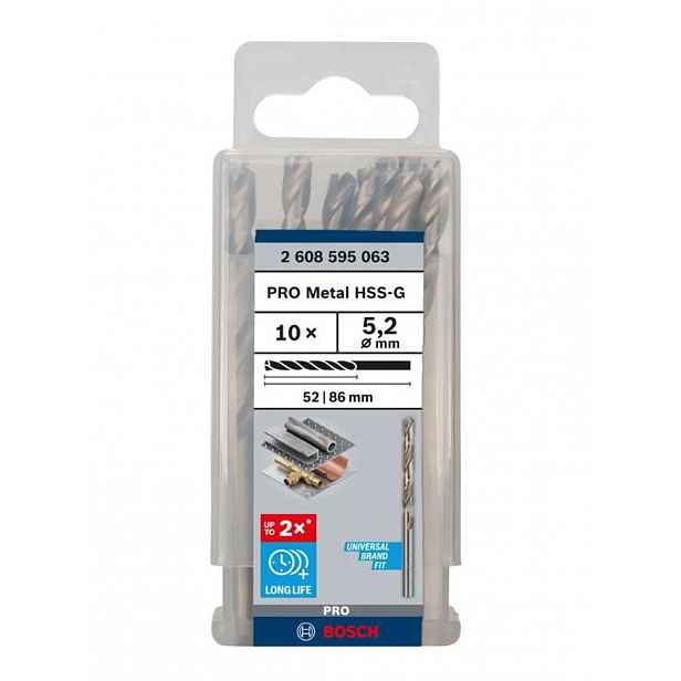 Bosch - Sada vrtáků do kovu, 5,2x86 mm, 10 ks 2608595063