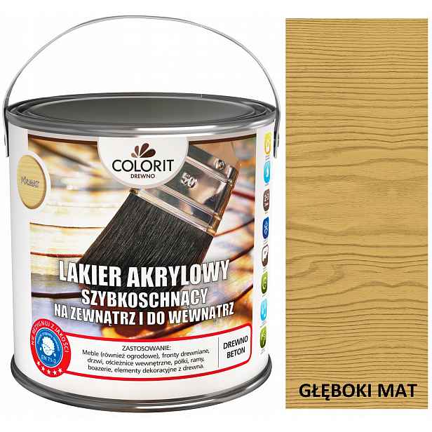 Colorit Akrylový Lak Na Dřevo 2,5 L Hluboký Matný