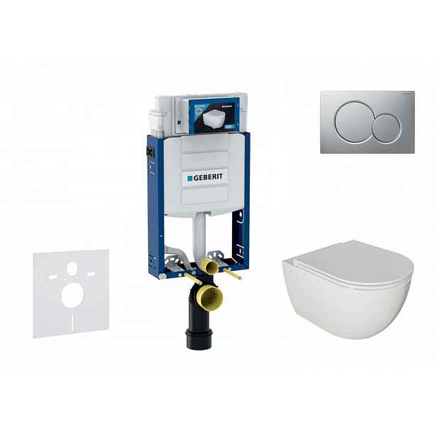 Geberit Kombifix - Set předstěnové instalace, klozetu Oudee a sedátka softclose, tlačítko Sigma01, lakovaný matný chrom SANI15CA1117