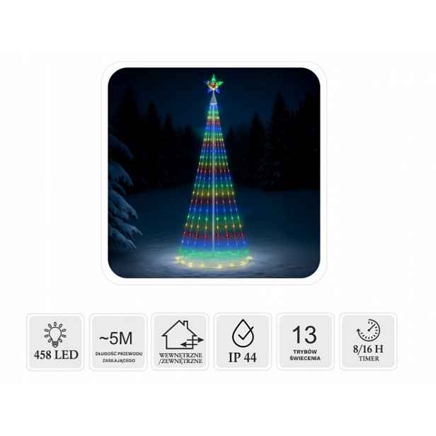 Led Kuželový Vánoční Stromek S Hvězdou 3 M 458 L, Multicolor, Vnitřní/vnější Barva