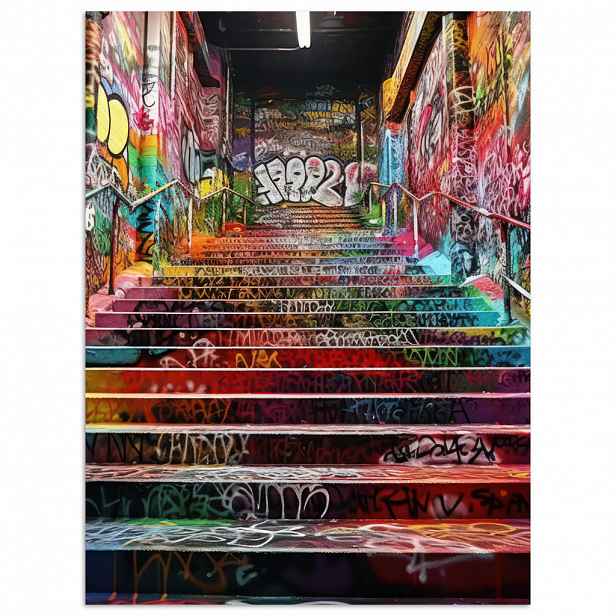 MuchoWow PLAKÁT Schody - Graffiti - Barvy - Umění 30x40 cm