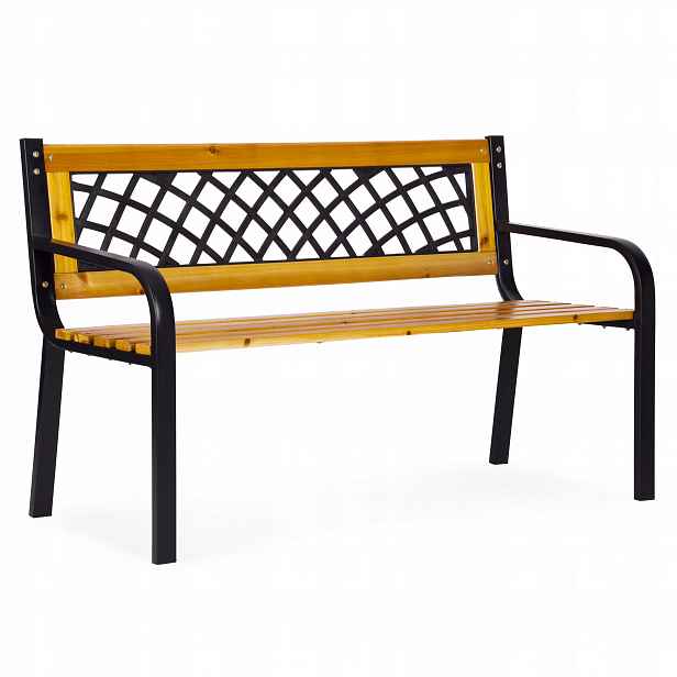 MultiGarden Dřevěná zahradní lavice s prolamovaným opěradlem 118 x 52 cm