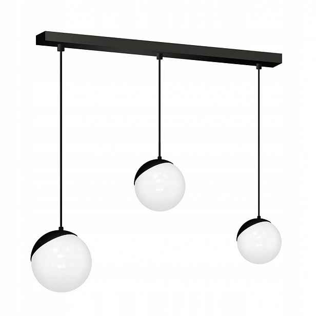 Závěsná lampa Sfera Černá Skleněné Stínidla 3xE14 65x100cm Stropní Svítidlo Dům