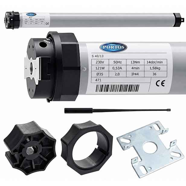 Kabelový pohon motoru pro venkovní rolety Portos Ø 40 mm 13 Nm