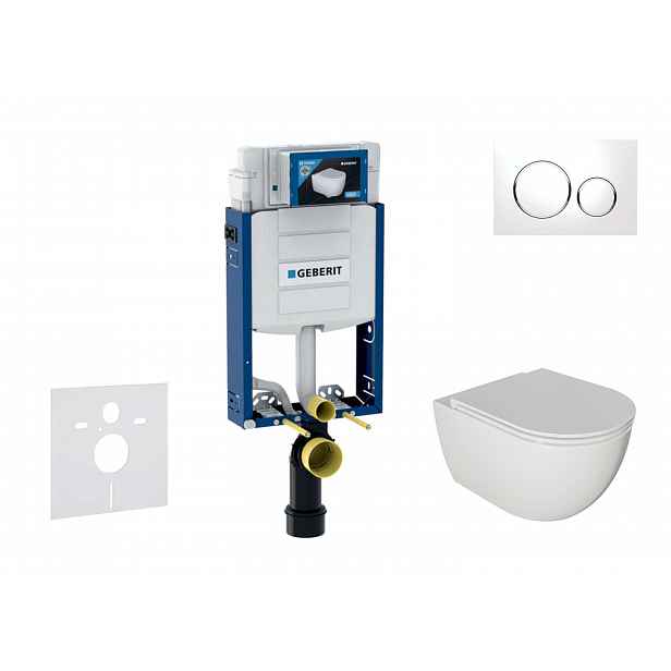 Geberit Kombifix - Set předstěnové instalace, klozetu Oudee a sedátka softclose, tlačítko Sigma20, bílá/chrom SANI15CA3111