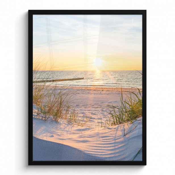 MuchoWow PLAKÁT V RÁMU Pláž - Slunce - Duna - Tráva - Písek - Horizont 60x80 cm