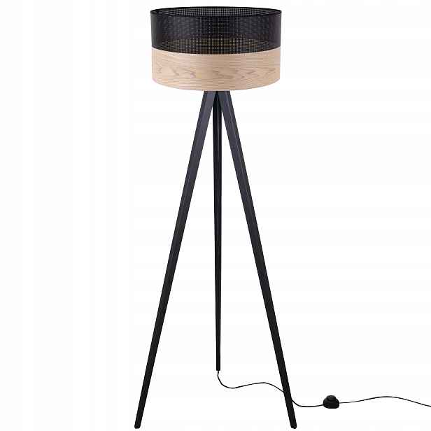 Stojací Lampa Trojnožková Černá S Stínítkem Do Ložnice Kanceláře, Pevná