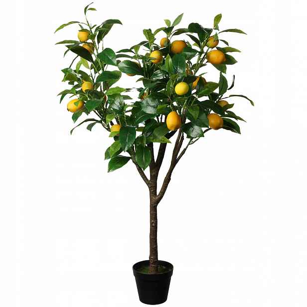 Velký citrusový strom v květináči Umělá Rostlina Citron dekorace 115 cm