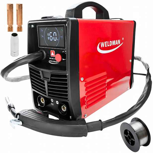 Svářečka Mini Mig 160 poloautomat Weldman Synergie Flux 2v1 pro svařování drátem