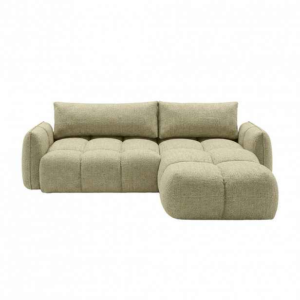 Kaiser Möbel ROHOVÁ SEDAČKA ve tvaru L s funkcí spaní, žinylková tkanina Puente, Světle žlutá, Pravá strana, BELVEDER L