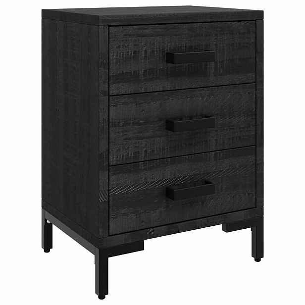 vidaXL Noční stolek černý 40x30x55 cm masivní recyklované borové dřevo