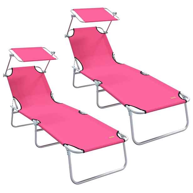 vidaXL Slunečník 2 ks Polyester Růžová