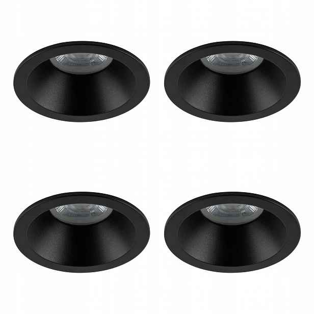 Tk Lighting Sada 4x Zapuštěné kulaté stropní svítidlo Opti Black 10577
