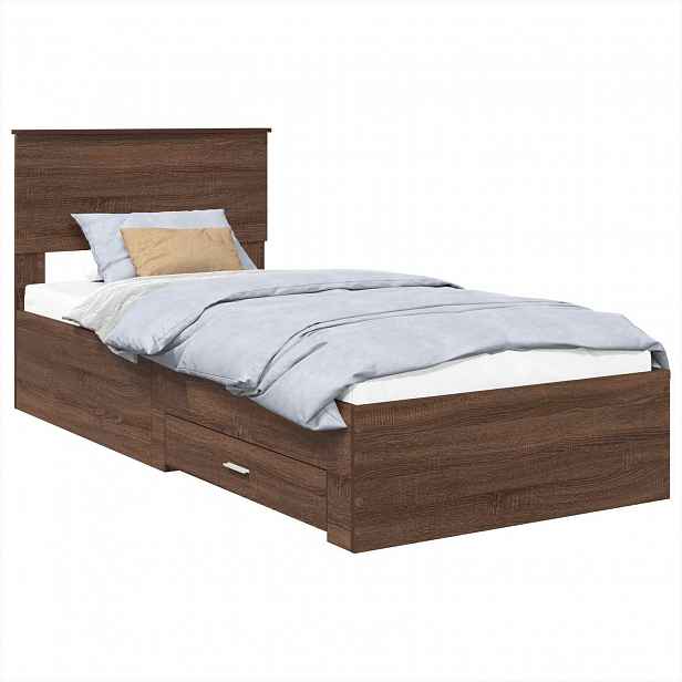 vidaXL Rám postele Hnědý dub a stříbrná 75 x 190 cm Kompozitní dřevo