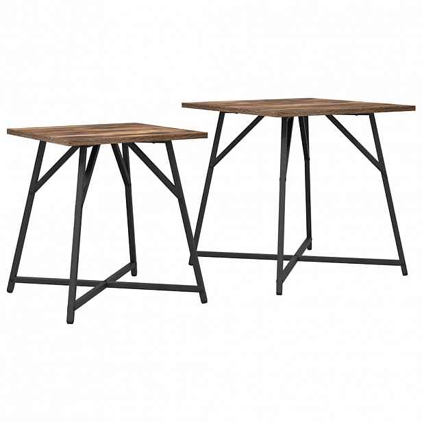 vidaXL Sada odkládacích stolků 2 ks Uzený dub a černá 50 x 50 x 50 cm