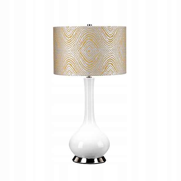 Keramická stolní lampa žlutá bílá s 69 cm stínítkem do obývacího pokoje Elstead