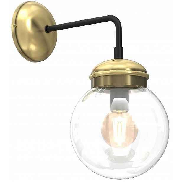 Nástěnná lampa Hydro zlatá, transparentní stínidlo 1xE14, klasický obývací pokoj