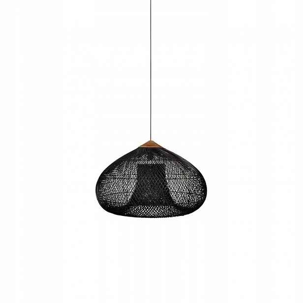 Závěsná stropní přírodní ratanová lampa 40 cm černá