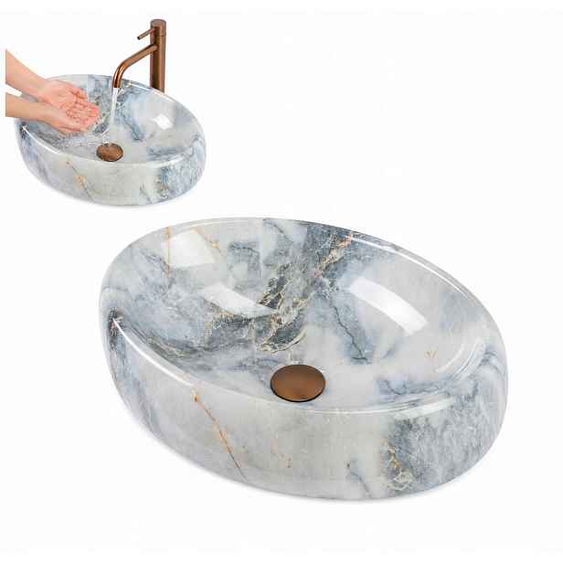 Oválné umyvadlo na desku Granitová barva Keramika Linda 48.5x34 cm Rea