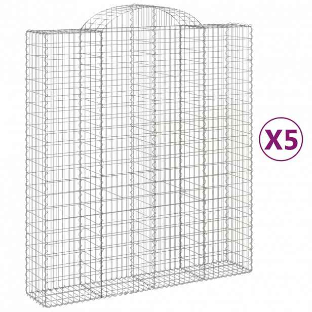 vidaXL Klenuté gabionové koše 5 ks 200x50x220/240cm pozinkované železo